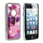 Wholesale iPhone 5 5S Butterfly Diamond Chrome Case (Purple MIX)